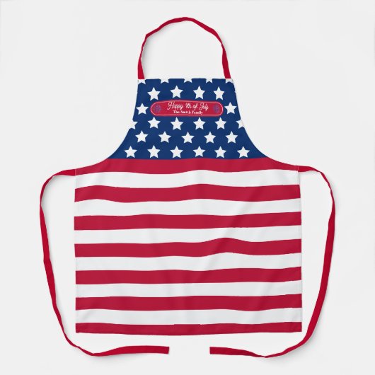 Patriottische U.S. Vlag Gelukkig 4th van Juli Fami Schort (Voorkant)