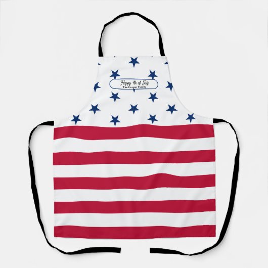 Patriottische U.S. Vlag Gelukkig 4th van Juli Fami Schort (Voorkant)