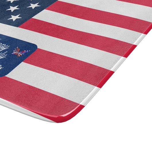 Patriottische U.S. Vlag Gelukkig 4th van Juli Fami Snijplank (Hoek)