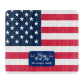 Patriottische U.S. Vlag Gelukkig 4th van Juli Fami Snijplank (Voorkant)