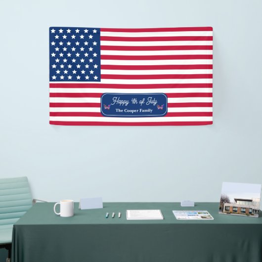 Patriottische U.S. Vlag Gelukkig 4th van Juli Fami Spandoek (Beurs)