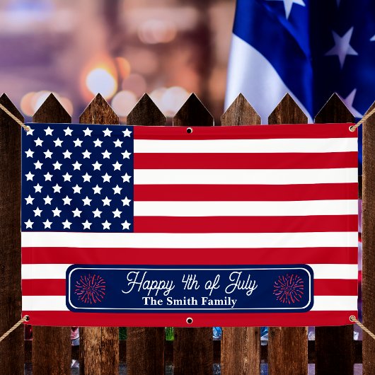 Patriottische U.S. Vlag Gelukkig 4th van Juli Fami Spandoek