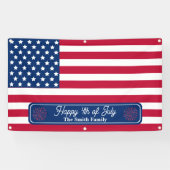 Patriottische U.S. Vlag Gelukkig 4th van Juli Fami Spandoek (Horizontaal)