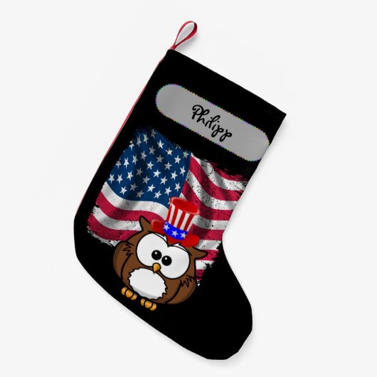 patriottische uil met kerstmis kleine kerstsok (Voorkant (Hangend))