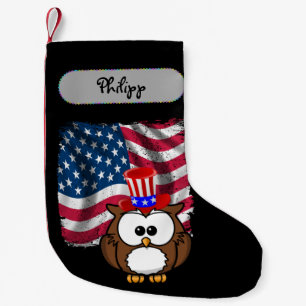 patriottische uil met kerstmis kleine kerstsok