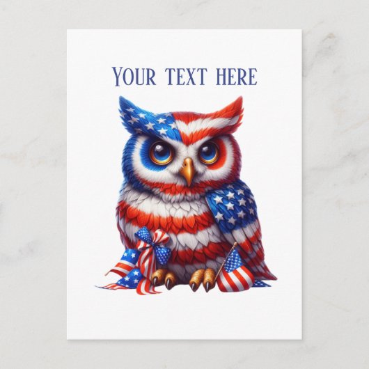 Patriottische uil tekst toevoegen 4 juli feestdagenkaart (Voorkant)