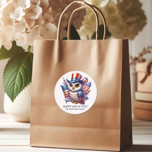 Patriottische Uil Top Hoed Rood Wit Blauw 4 juli Ronde Sticker