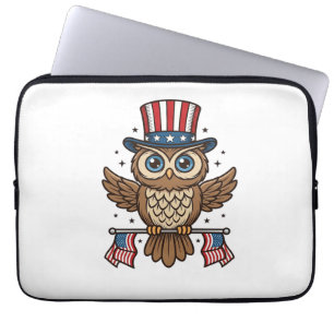 Patriottische Uil Vintage Gravure Grafiek_1 Laptop Sleeve
