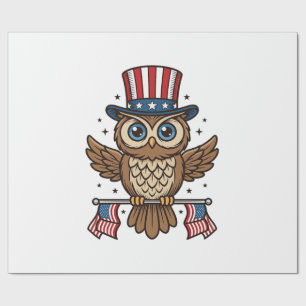 Patriottische Uil Vintage Gravure Grafisch_1 Cadeaupapier