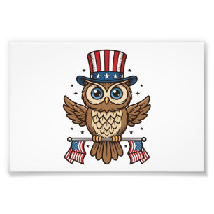 Patriottische Uil Vintage Gravure Grafisch_1 Foto Afdruk