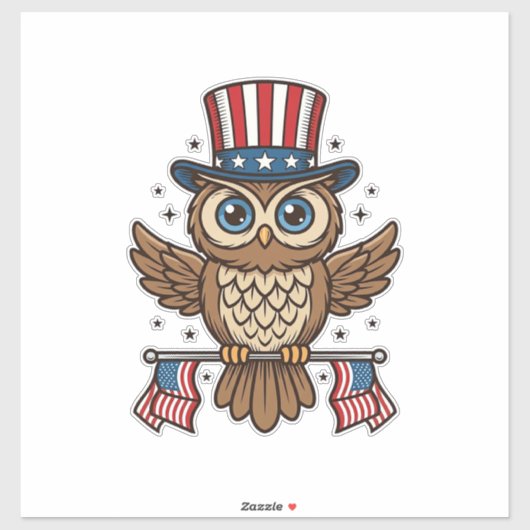Patriottische Uil Vintage Gravure Grafisch_1 Sticker (Vel)