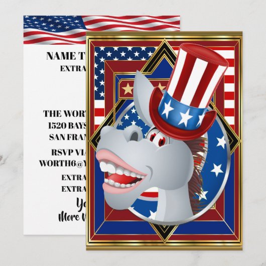 Patriottische Uitnodiging Democraat (Voorkant / Achterkant)