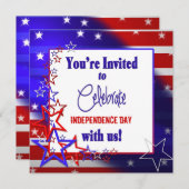 Patriottische uitnodiging - sterren en strips (Voorkant / Achterkant)