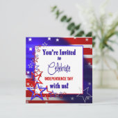 Patriottische uitnodiging - sterren en strips (Staand voorkant)