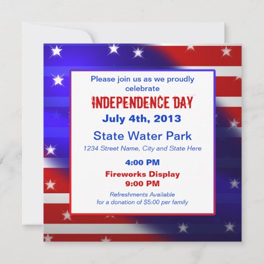 Patriottische uitnodiging - sterren en strips (Achterkant)