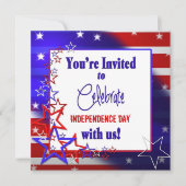 Patriottische uitnodiging - sterren en strips (Voorkant)