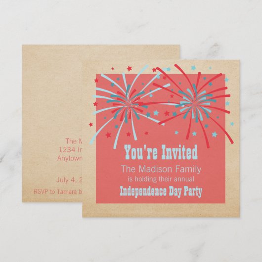 Patriottische uitnodiging tot vuurwerk (Voorkant / Achterkant)