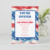 Patriottische uitnodiging Verjaardag BBQ Vierde Ju (Staand voorkant)