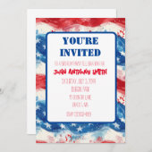 Patriottische uitnodiging Verjaardag BBQ Vierde Ju (Voorkant / Achterkant)