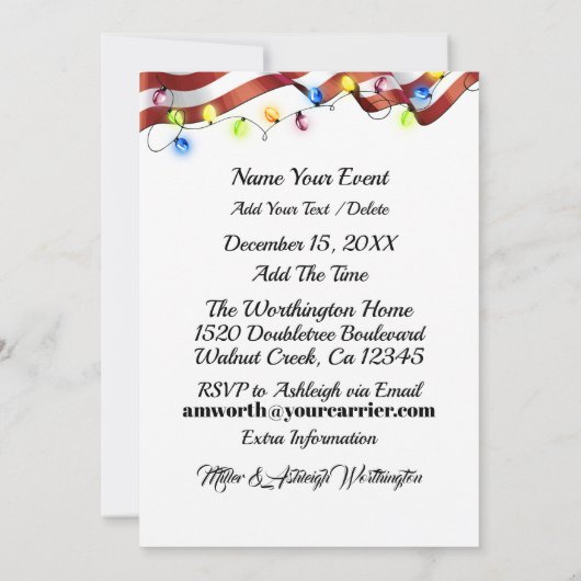 patriottische uitnodiging voor een vakantie (Achterkant)