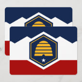 Patriottische uitnodigingen met de vlag van Utah, (Voorkant / Achterkant)