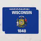 Patriottische uitnodigingen met de vlag van Wiscon (Voorkant / Achterkant)