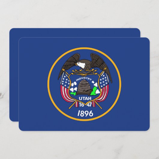 Patriottische uitnodigingen met Utah Flag (Voorkant / Achterkant)