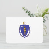 Patriottische uitnodigingen met vlag van Massachus (Staand voorkant)