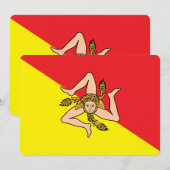 Patriottische uitnodigingen met vlag van Sicilië, (Voorkant / Achterkant)