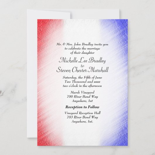 Patriottische uitnodigingen tot bruiloft met strep (Voorkant)