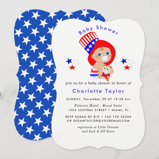 Patriottische Uncle Sam Amerikaans Baby shower Kaart (Voorkant / Achterkant)
