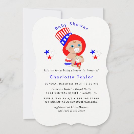 Patriottische Uncle Sam Amerikaans Baby shower Kaart (Voorkant)