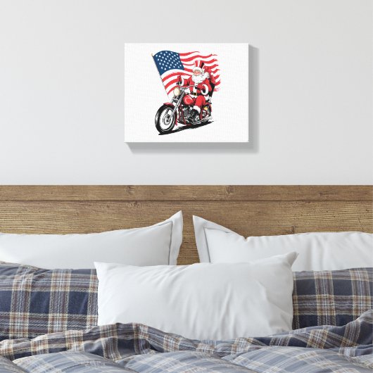 Patriottische Uncle Sam Motorcycle Canvas Afdruk (Insitu (Slaapkamer))