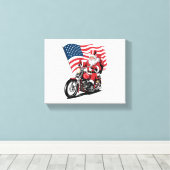 Patriottische Uncle Sam Motorcycle Canvas Afdruk (Insitu (Houten vloer))