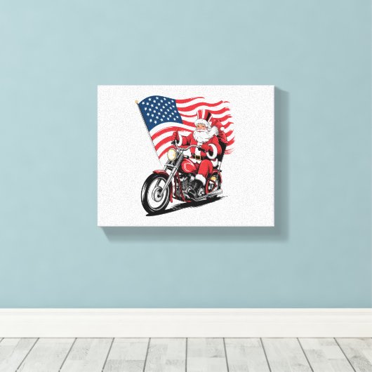 Patriottische Uncle Sam Motorcycle Canvas Afdruk (Insitu (Houten vloer))