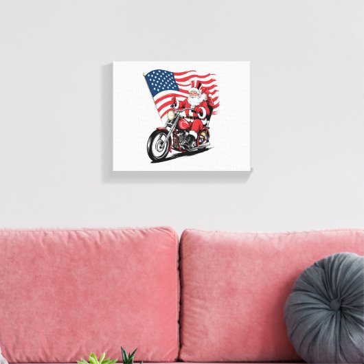 Patriottische Uncle Sam Motorcycle Canvas Afdruk (Insitu (Woonkamer))