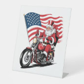 Patriottische Uncle Sam Motorcycle Reclamebord Met Voetstuk (Voorkant)