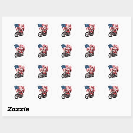 Patriottische Uncle Sam Motorcycle Ronde Sticker (Vel)