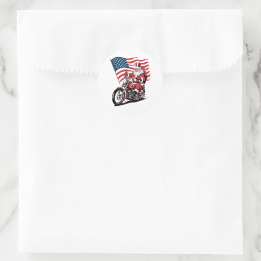 Patriottische Uncle Sam Motorcycle Ronde Sticker (Tas)