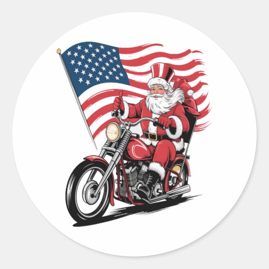 Patriottische Uncle Sam Motorcycle Ronde Sticker (Voorkant)