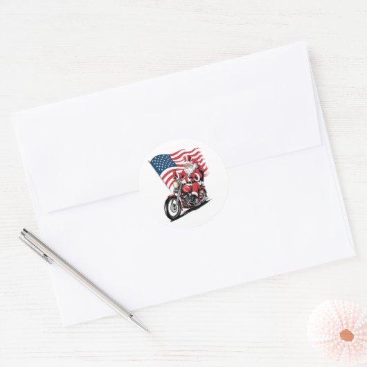 Patriottische Uncle Sam Motorcycle Ronde Sticker (Envelop)