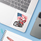 Patriottische Uncle Sam Motorcycle Sticker (Laptop met iPhone)