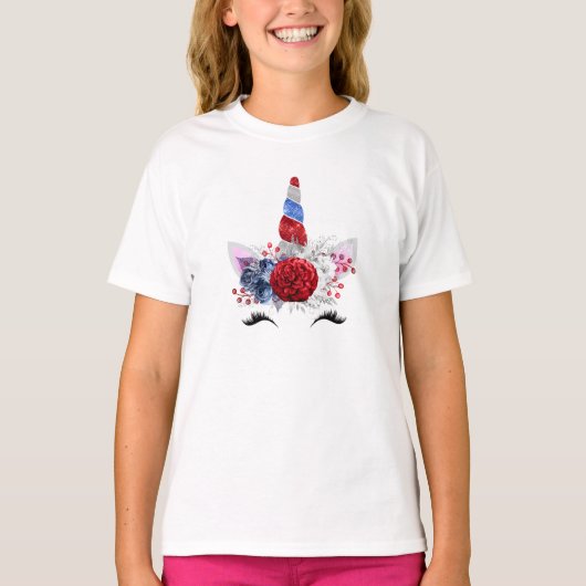 Patriottische Unicorn Girls Tanktop (Voorkant)