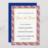 Patriottische UNIE JACK Christelijke bruiloft Save The Date (Voorkant / Achterkant)
