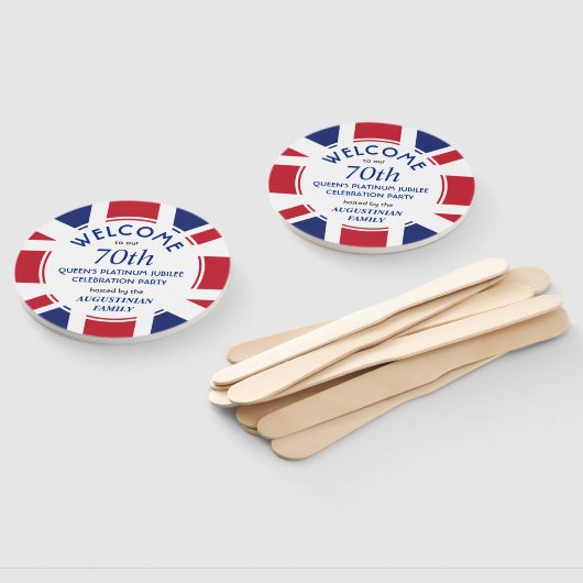 Patriottische UNION JACK 70th Queens Platinum Jubi Handwaaier (Niet-gemonteerd)