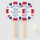 Patriottische UNION JACK 70th Queens Platinum Jubi Handwaaier (Voorkant en achterkant)