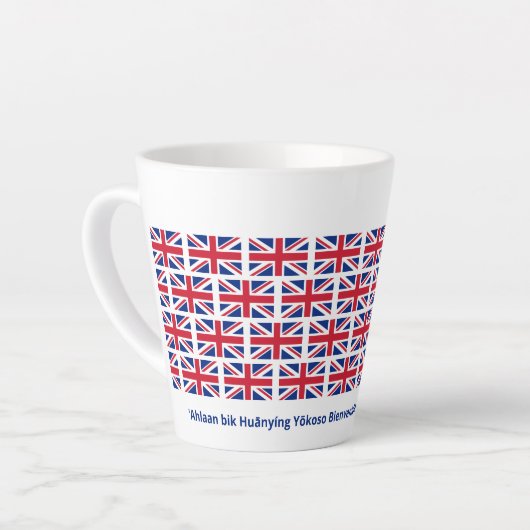 Patriottische Union Jack UK vlag gastvrijheid Latte Mok (Linkerhoek)