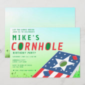 Patriottische US Bean Bag Sack Toss Cornhole Feest Kaart (Voorkant / Achterkant)