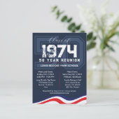Patriottische USA 50 Jaar High School Class Reunio Briefkaart (Staand voorkant)