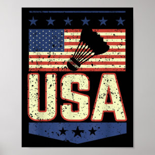 Patriottische Usa Amerikaanse Vlag Badminton Spele Poster